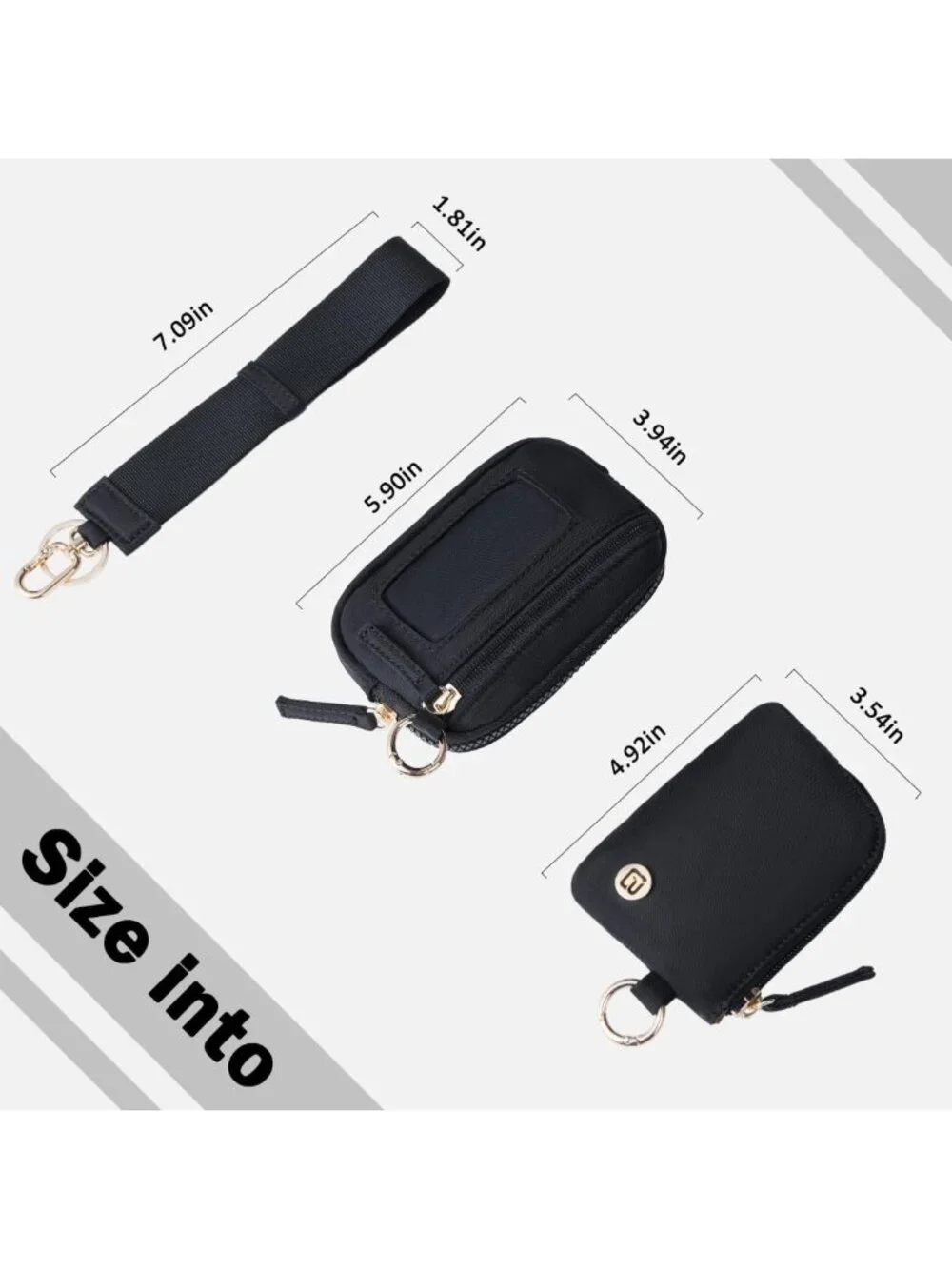 Stylish Nylon RFID Wristlet Wallet with Dual Pouch & Keychain, Travel-Friendly